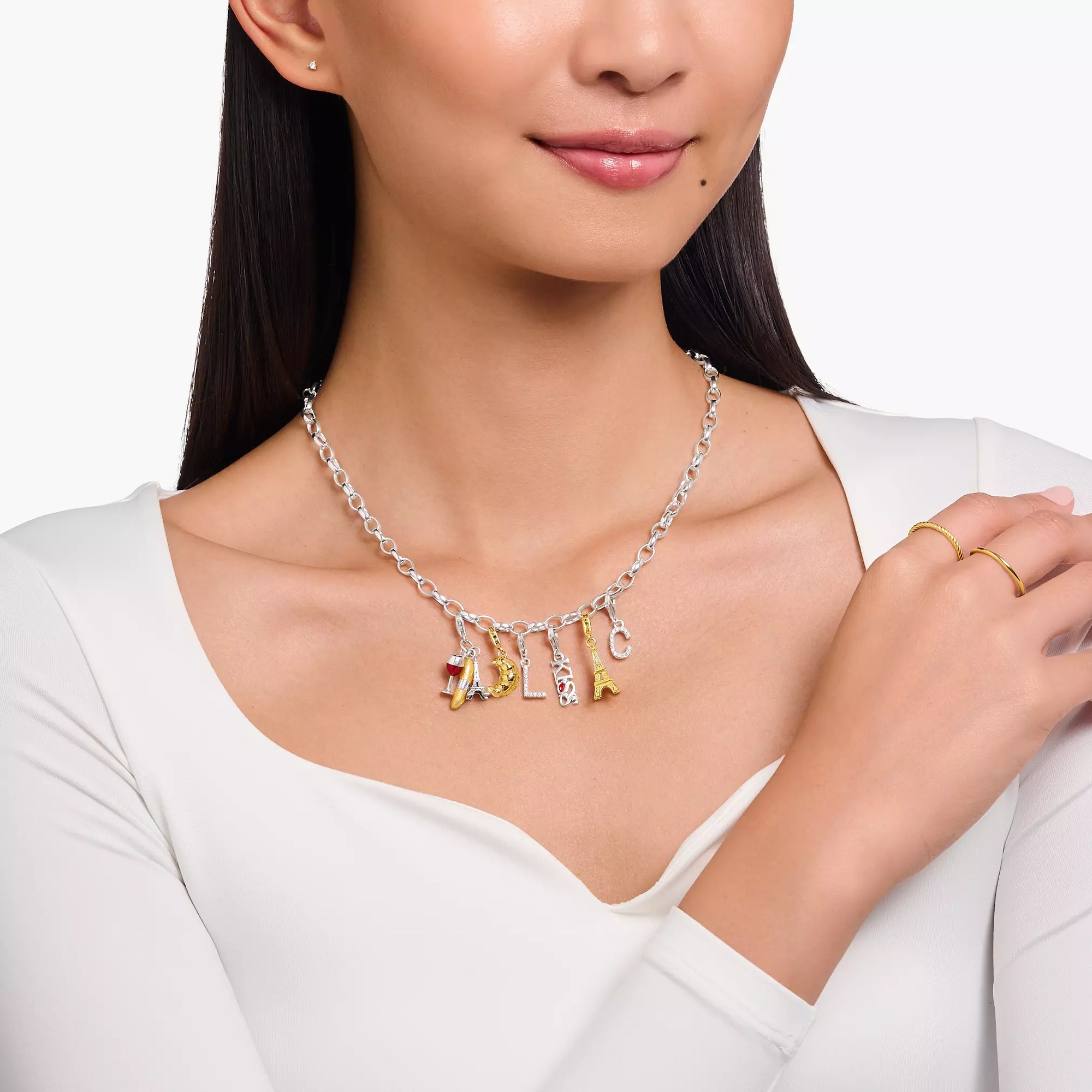 Thomas Sabo Charm-Anhänger - funkelnder Buchstabe L - Silber & Zirkonia - Weiß – Ansicht 2