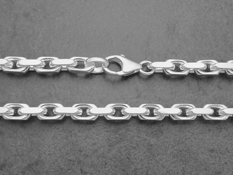 Silberkette Anker stark aus Sterling Silber, 60 cm lang, diamantiert, in der Breite von 5,7 x 5,7 mm, Gewicht 76g, Hersteller Juwelier Harnisch.