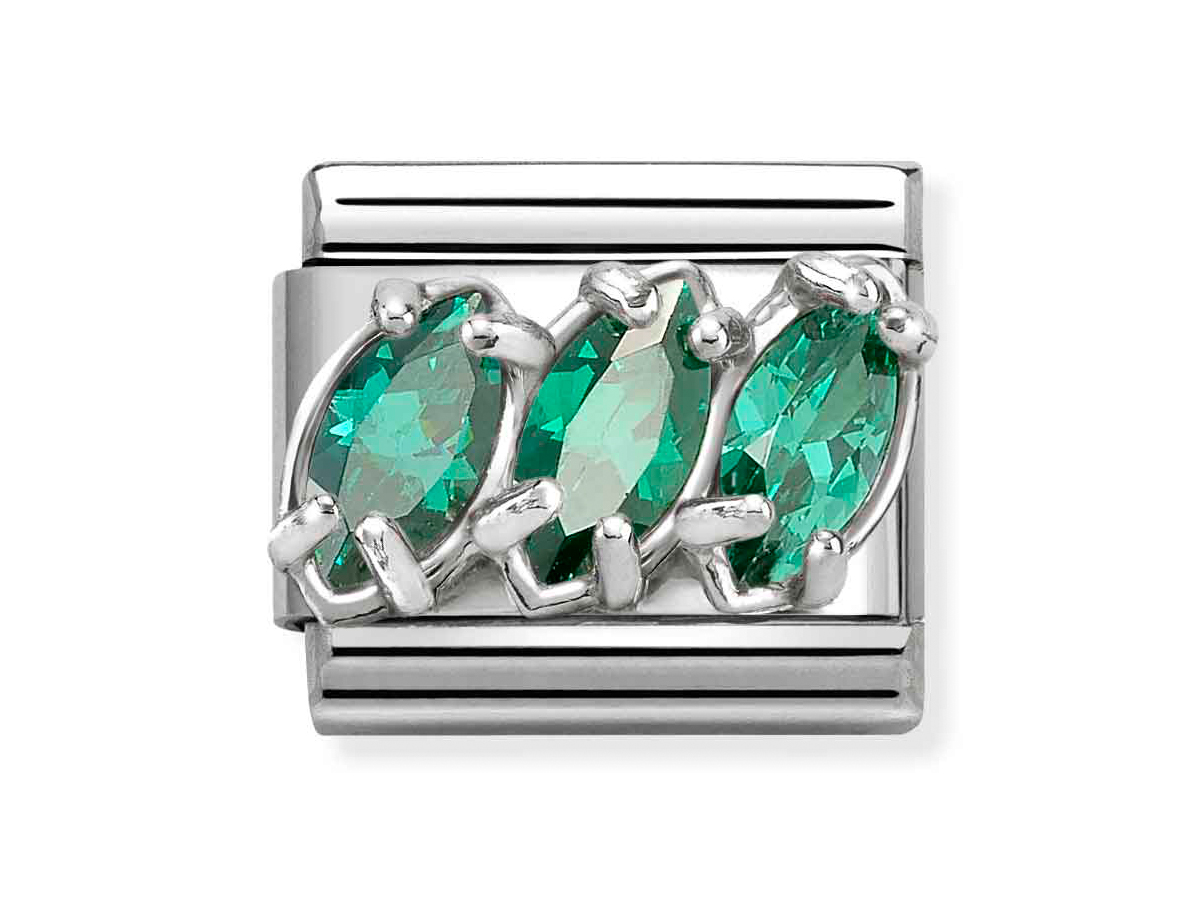 Nomination 330329 23 - CLASSIC Zirkonia in Sterling Silber-Fassung - Triptychon - Grün
