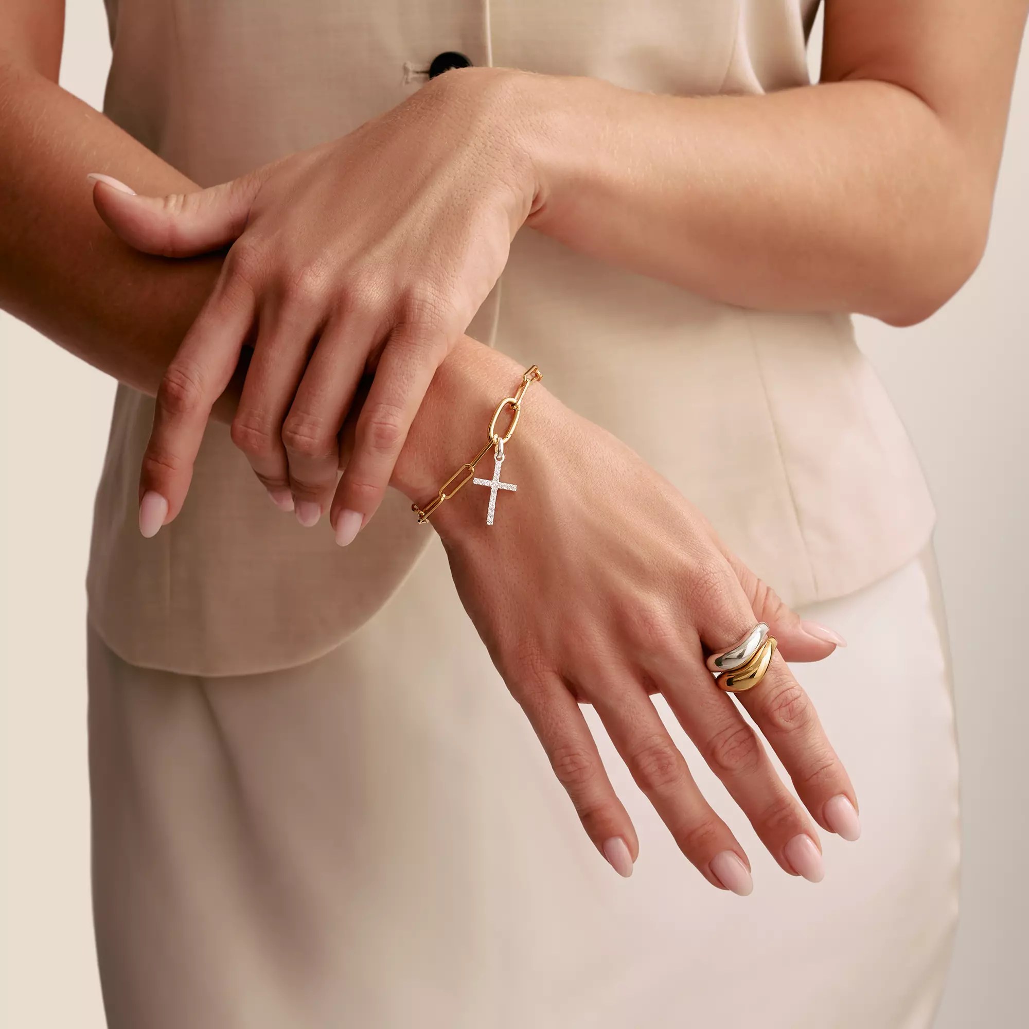 Thomas Sabo Connect Charm mit Öse - Kreuz - Silber + Zirkonia – Ansicht 3