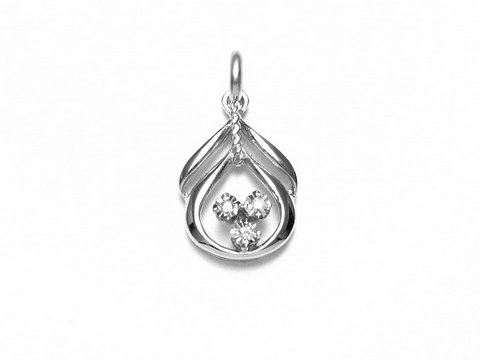 Weißgold 333 Gold Anhänger mit drei Diamanten von Juwelier Harnisch. Der Anhänger hat eine elegante Tropfenform und reflektiert das Licht ansprechend. Ideal für besondere Anlässe.