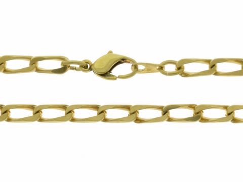 Vergoldete Doublé Kette aus Panzerkette, 60,5 cm lang und 4,3 x 2,4 mm stark, Hersteller Juwelier Harnisch, ideal für eleganten Schmuck.