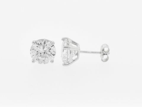 Silber Ohrringe rund aus Silber mit einem Durchmesser von 8 mm, verziert mit Zirkonia als Stecker, Hersteller Juwelier Harnisch, elegantes Design für jeden Anlass.