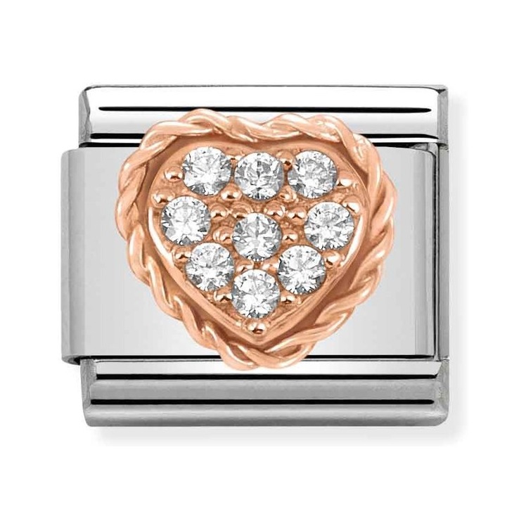 Nomination Composable Classic Charm Herz Zirkonia weiß - Edelstahl, Roségold, Zirkonia