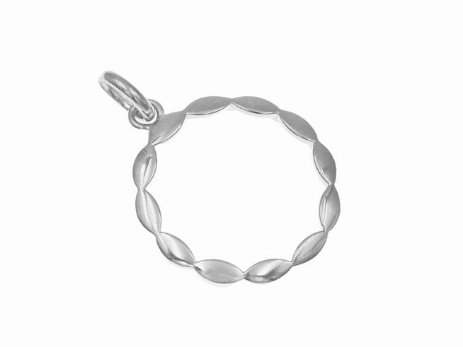 Anhänger Ellipsen Ring aus Sterling Silber, rhodiniert, mit einem eleganten, geschwungenen Design. Hersteller: Juwelier Harnisch, diverse Motive verfügbar.
