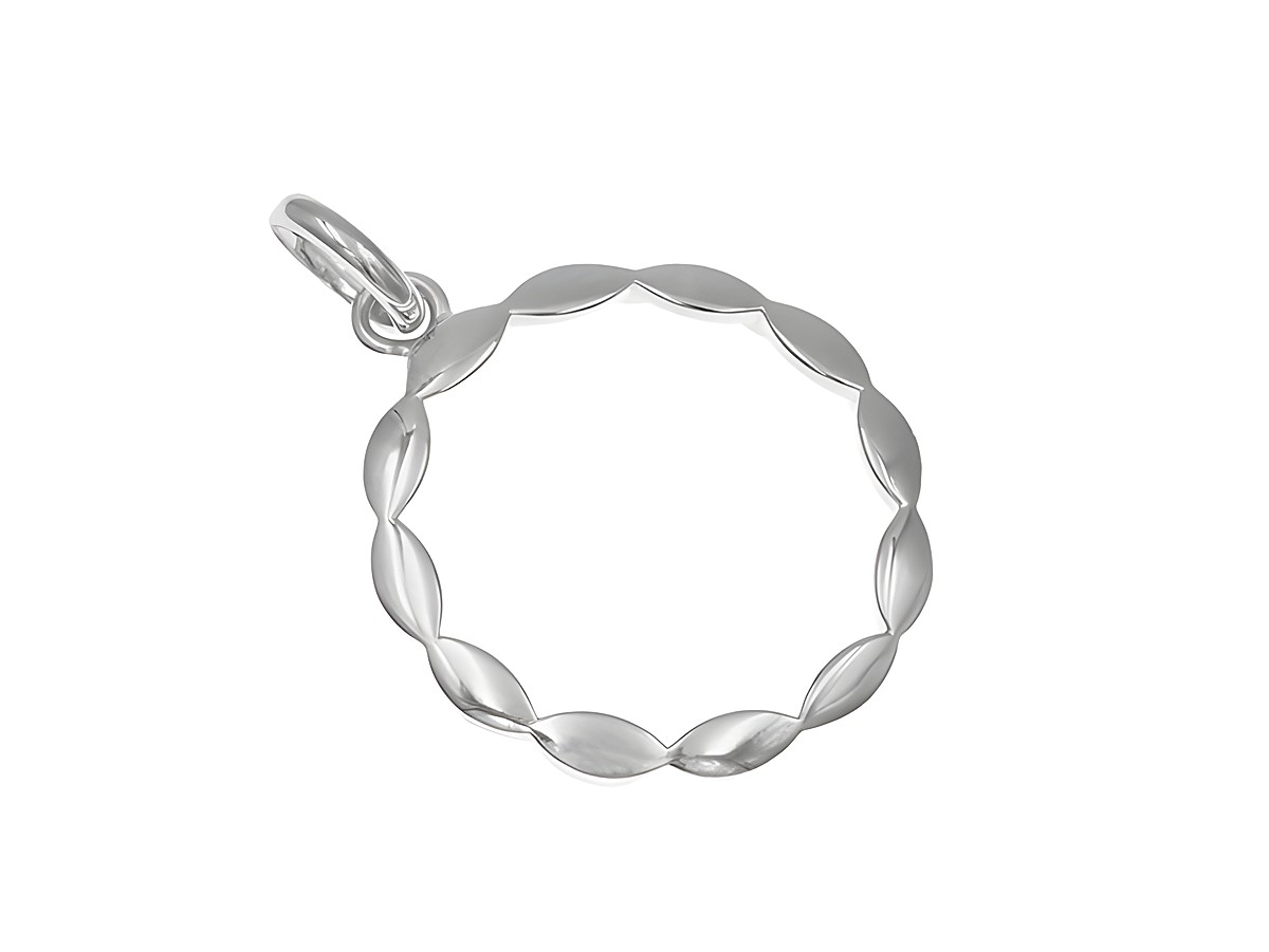 Anhänger Ellipsen Ring aus Sterling Silber, rhodiniert, mit einem eleganten, geschwungenen Design. Hersteller: Juwelier Harnisch, diverse Motive verfügbar.