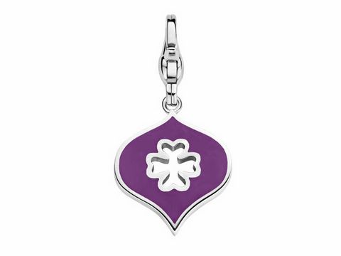 Silberner Charm in Herzform mit lila Emaille und floralem Design, Hersteller Ti Sento, Modell 8437PO Heart of Moscow, ideal für individuellen Schmuck.