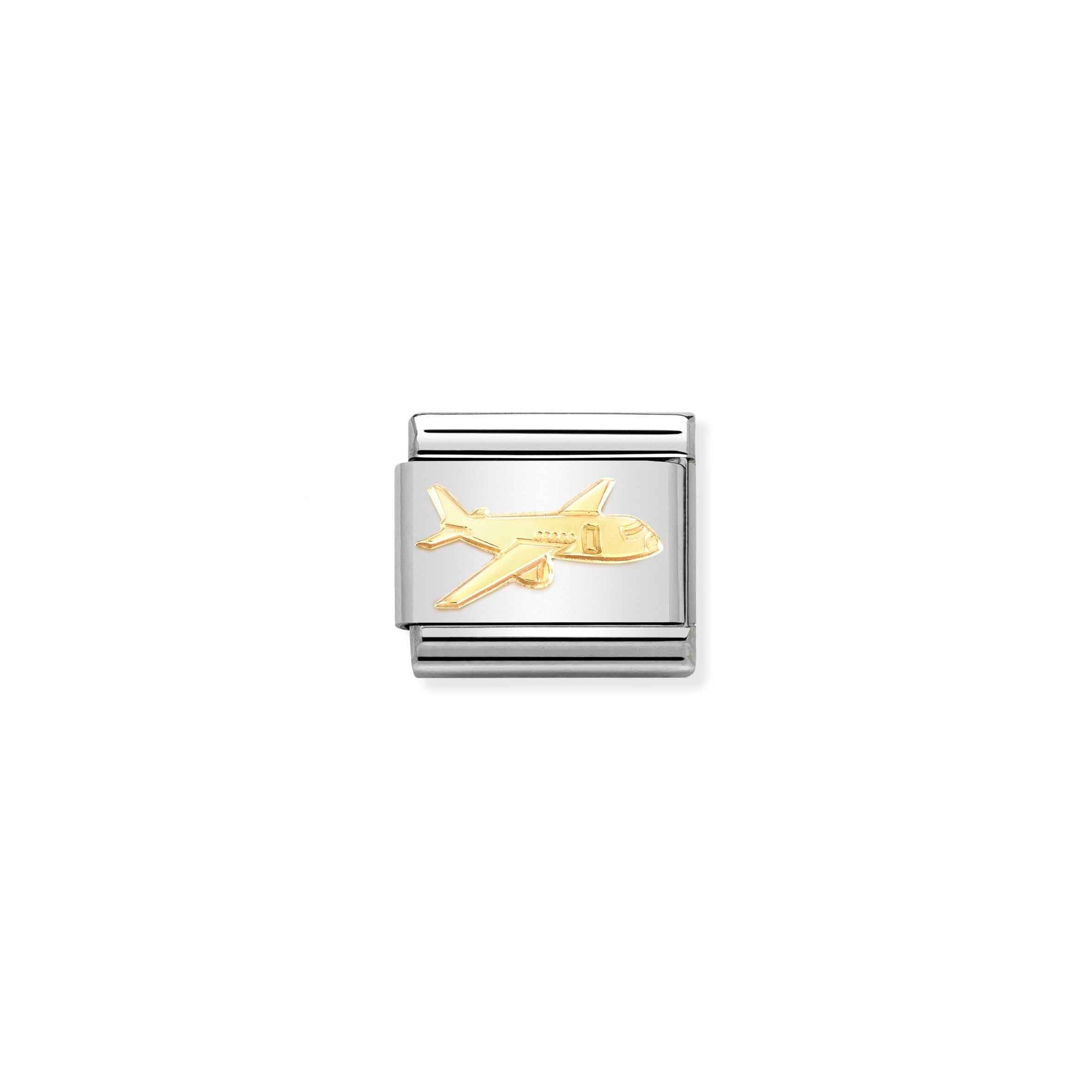 Nomination Composable Classic Charm Flugzeug - Edelstahl, Gold 750 Gelbgold
