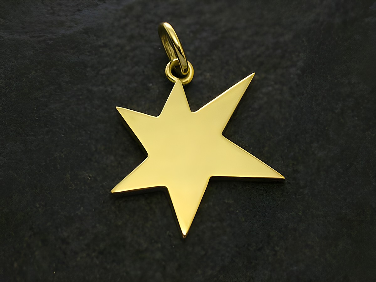 Stern Anhänger aus Gold 585, Hersteller Juwelier Harnisch, in schlichter, eleganter Sternform ohne Gravuren, ideal zum Tragen oder Verschenken.