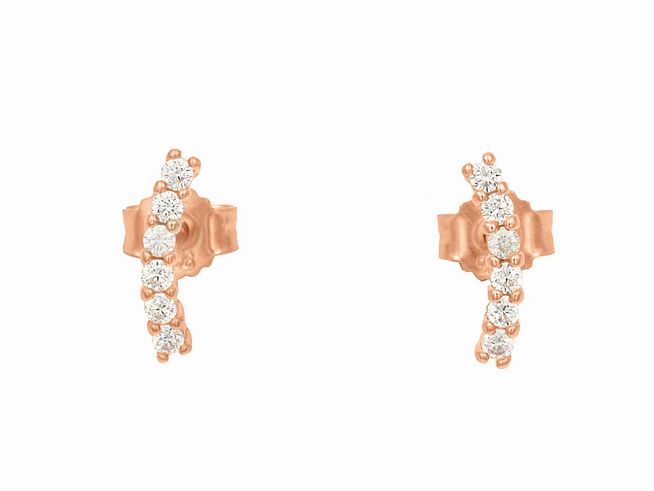 Ohrstecker aus Sterling Silber, vergoldet in Roségold, poliert, mit sechs weißen Zirkonia, hergestellt von Juwelier Harnisch.