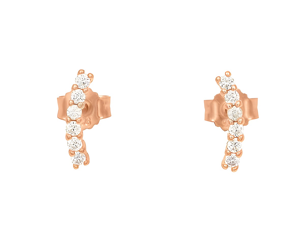 Ohrstecker aus Sterling Silber, vergoldet in Roségold, poliert, mit sechs weißen Zirkonia, hergestellt von Juwelier Harnisch.