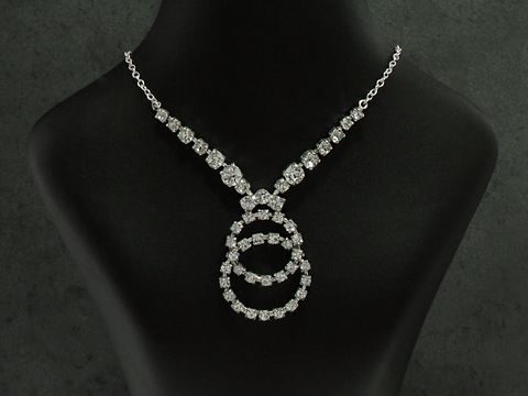 Strass Collier Kette pompös weiß 38-45 cm mit funkelnden Strasssteinen, hergestellt von Juwelier Harnisch aus Sterling Silber in silberfarbener Optik, ideal für besondere Anlässe.
