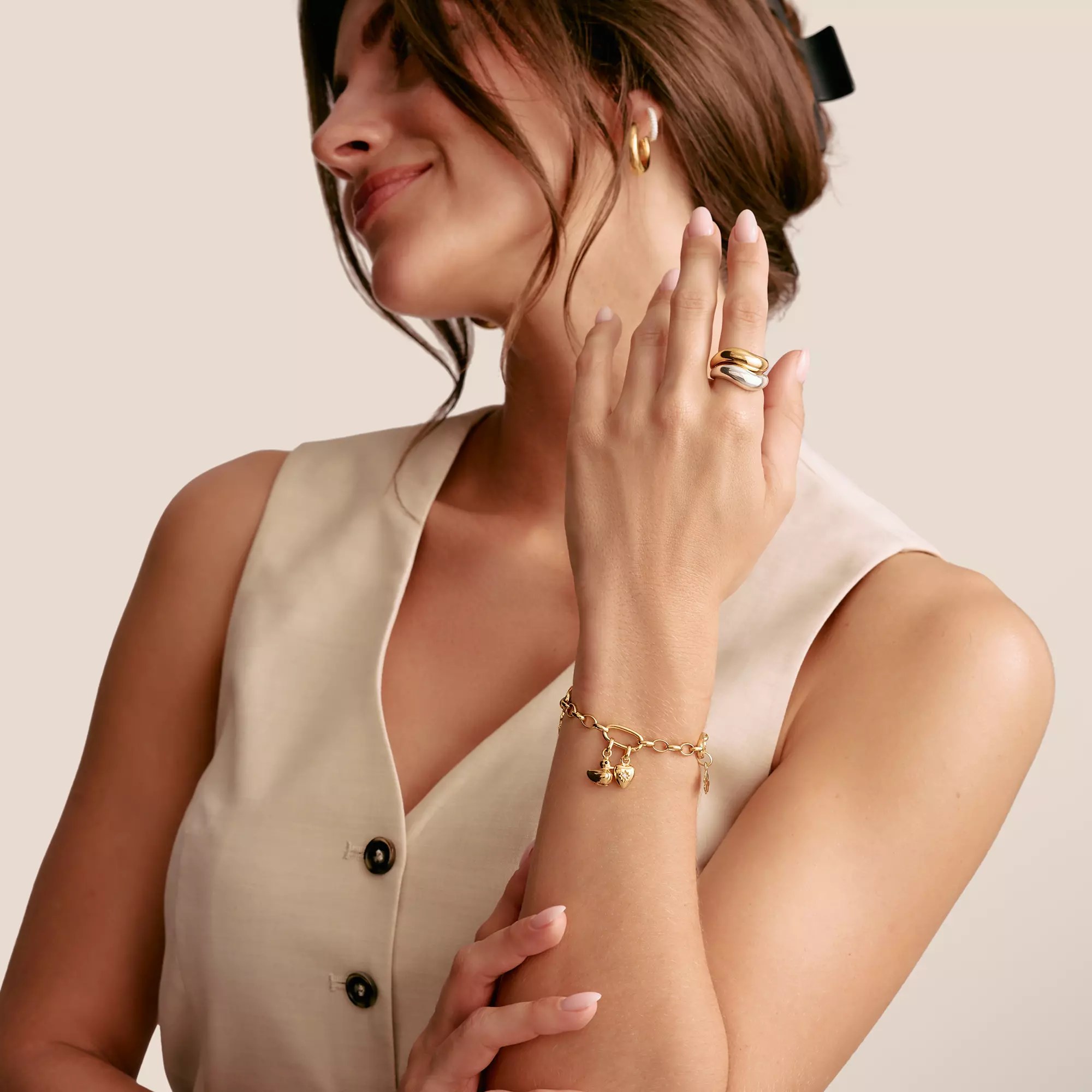 Thomas Sabo Connect - Ente - Charm mit Öse - Silber & Gelbgold Verg. + Kaltemail – Ansicht 3