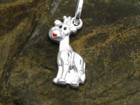 36033-0 Anhänger Giraffe aus 925 Sterling Silber, niedliches Design für Kinder, gefertigt von Juwelier Harnisch, ideal als Geschenk oder Zubehör für Kinder.