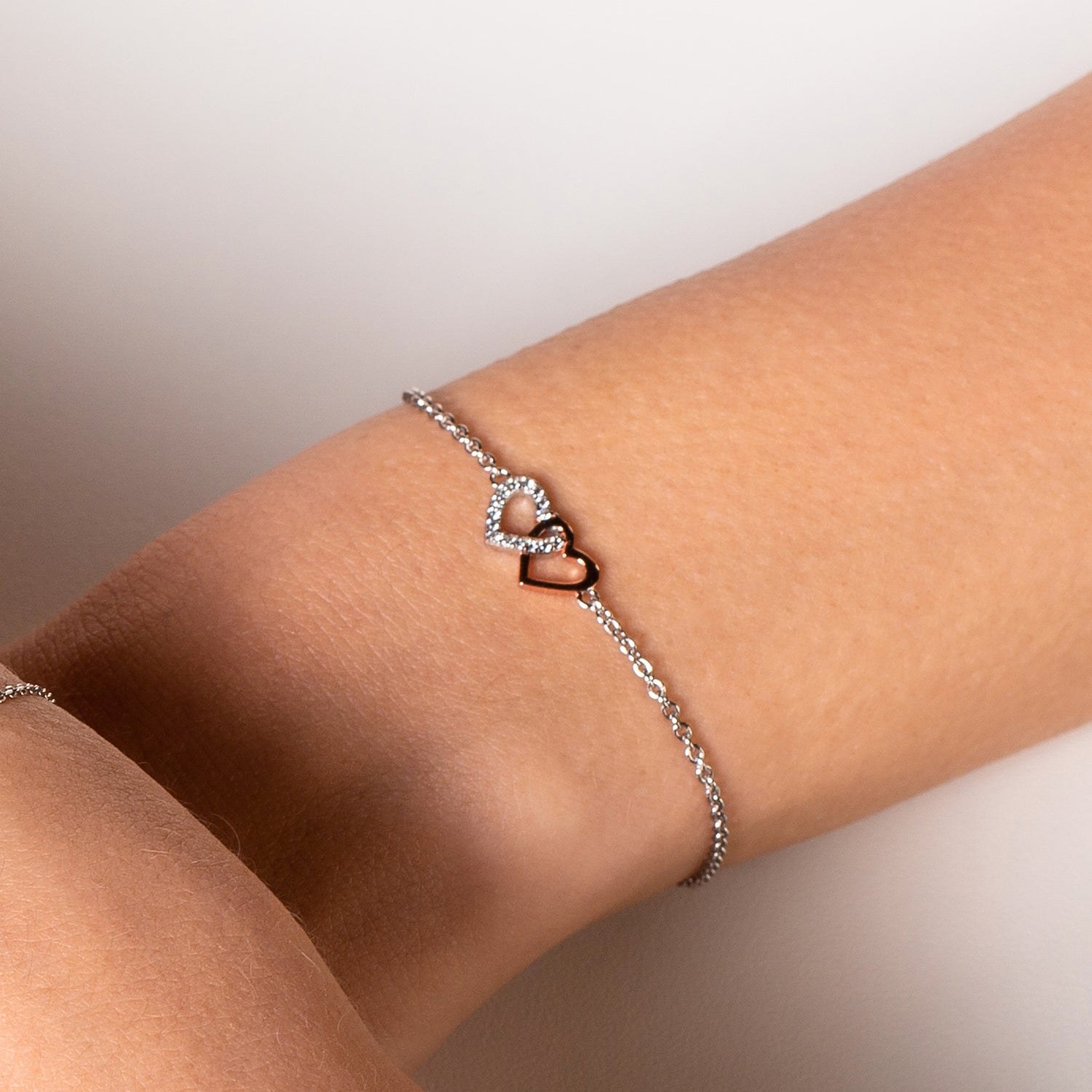 XENOX Armband LOVE STORY - Sterling Silber rosévergoldet - 15-18,5 cm - Herzen – Ansicht 3