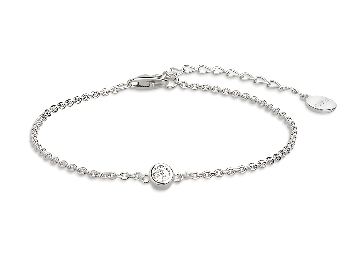 XENOX Sterling Silber Armband XS7320 mit Zarge und Ankerkette, 15 bis 18,5 cm, verziert mit einem funkelnden Anhänger. Elegantes Design für jeden Anlass.