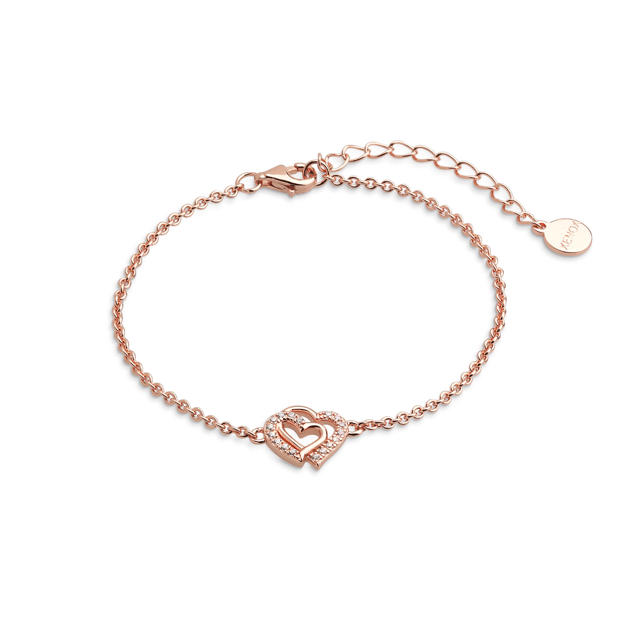 XENOX Armband LOVE STORY - Sterling Silber rosévergoldet - 15-18,5 cm - Herz – Ansicht 2