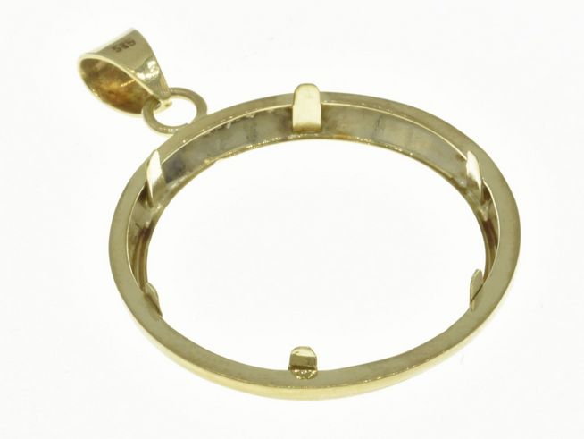 Schlichte Münzfassung Anhänger aus 585 Gold, Durchmesser maximal 26,1 mm, hergestellt von Juwelier Harnisch, ideal für Münzen und als Schmuckstück geeignet.
