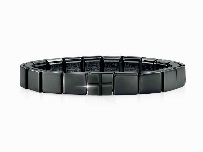 423910203-0 Nomination Classic GLAM Armband aus Edelstahl in Schwarz mit PVD-Beschichtung im Large grid Design, ideal für stilvolle Akzente in jedem Outfit.
