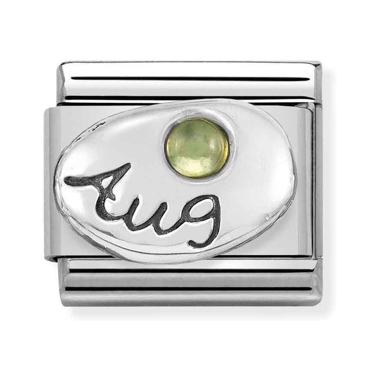 Nomination Composable Classic Charm Monatsstein August Peridot - Edelstahl, Sterling Silber