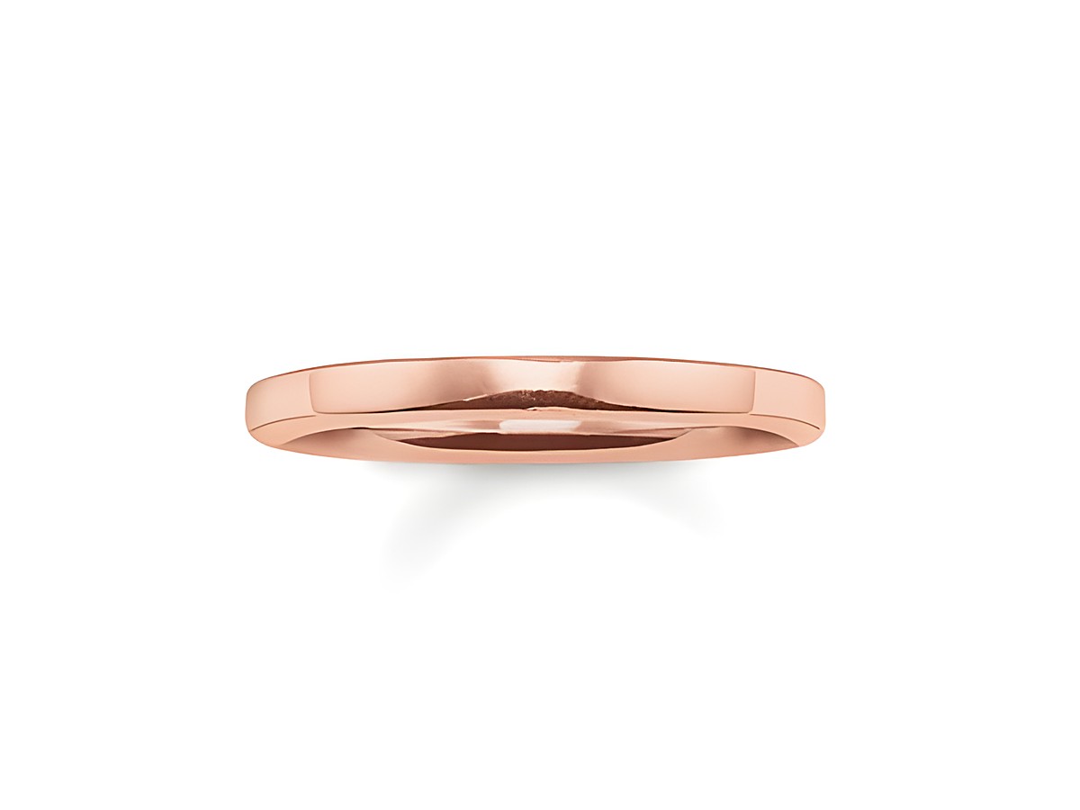 Thomas Sabo Ring TR1979-415-12-48 aus Silber, vergoldet in Roségold, Größe 48, schmaler, eleganter Ring mit glatter Oberfläche und schlichtem Design.