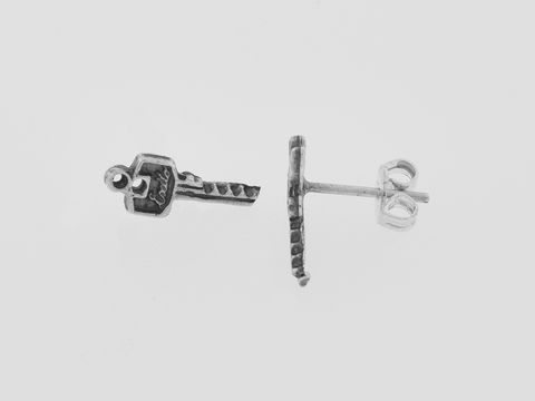 925 Sterling Silber Ohrringe - originell - Stecker, Hersteller Juwelier Harnisch, Ohrstecker ohne Stein, in Form eines Schlüssels, detailreich und hochwertig verarbeitet.