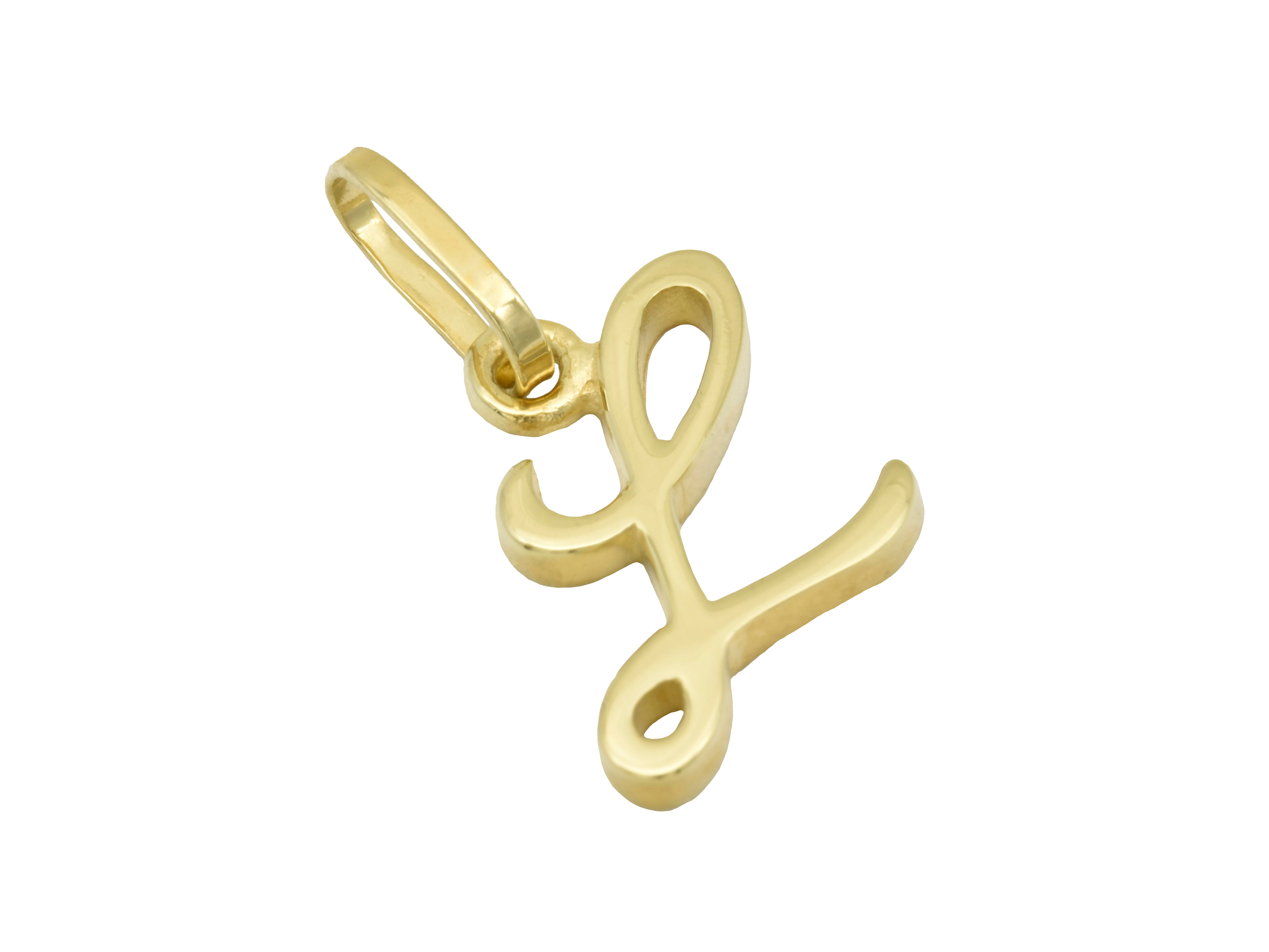 Buchstaben Anhänger L aus Gelbgold 333, poliert, gefertigt vom Juwelier Harnisch, elegant und stilvoll gestaltet, ideal als persönliches Schmuckstück oder Geschenk.