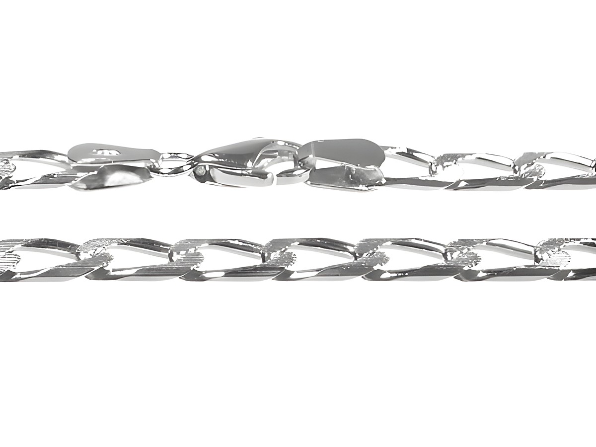 Lange Silberkette 50 cm rhod. - Panzerkette mit Schliff, Hersteller: Juwelier Harnisch, rhodinierte Ausführung, glänzendes und elegantes Design, ideal für vielseitige Anlässe.