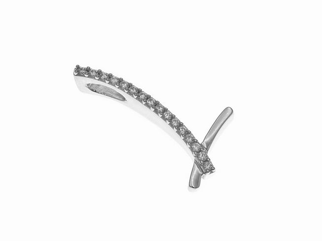 Anhänger aus poliertem Sterling Silber in Form des Buchstabens L, verziert mit Zirkonia, hergestellt von Juwelier Harnisch. Ideal für persönliche Akzente.