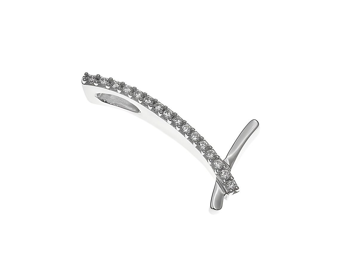 Anhänger aus poliertem Sterling Silber in Form des Buchstabens L, verziert mit Zirkonia, hergestellt von Juwelier Harnisch. Ideal für persönliche Akzente.