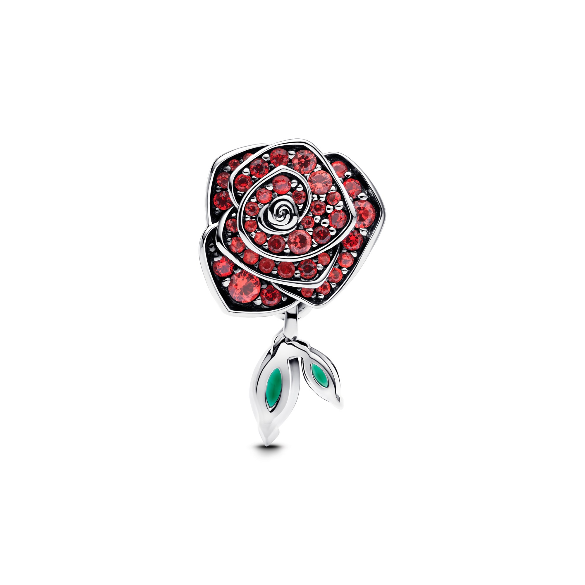 Pandora Rote Rose als Anhänger charm - Silber - roter & grüner Kristall – Ansicht 3