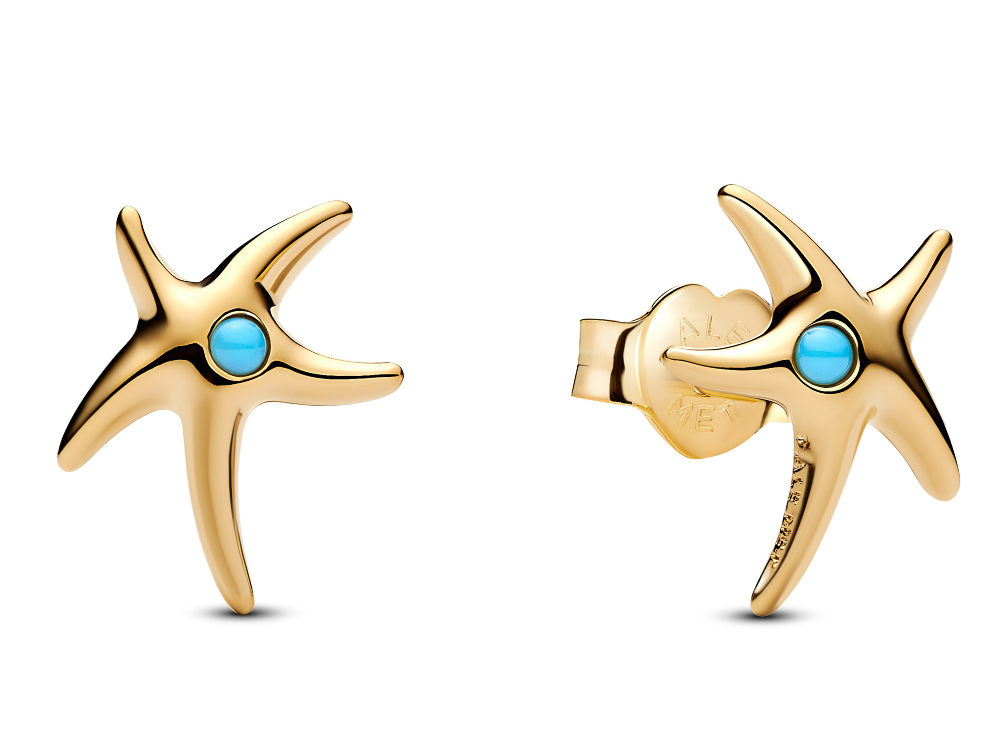 Pandora 263820C01 - Seestern-Ohrstecker - Gelbgold Vergoldung Seestern-Ohrstecker von Pandora in Gelbgold Vergoldung mit einem blauen Stein in der Mitte, elegant und maritim, perfekt für den Sommerlook, Hersteller Pandora, Neuheiten.
