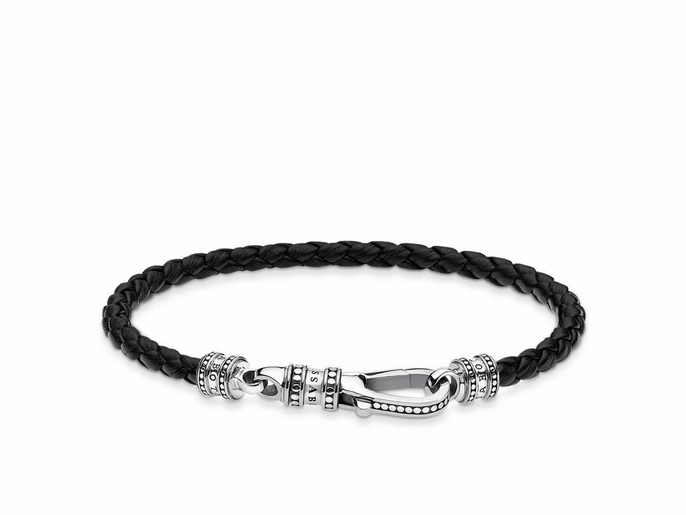 Thomas Sabo Armband 17 cm A1931-682-11-L17 aus Sterling Silber und schwarzem geflochtenem Leder, mit eleganter Verschlussmechanik und stilvollen Details für einen modernen Look.