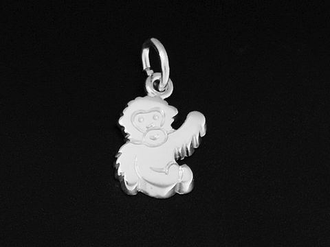 Silber Anhänger eines Äffchens aus 925 Sterling Silber rhodiniert, kunstvoll gestaltet, ideal für Tierliebhaber und Schmuckenthusiasten. Hersteller Juwelier Harnisch.