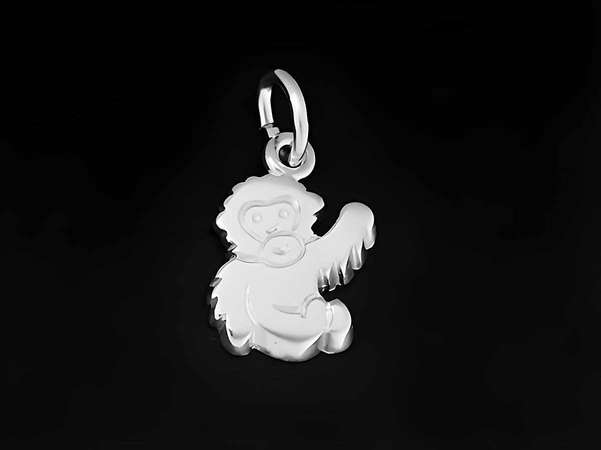 Silber Anhänger eines Äffchens aus 925 Sterling Silber rhodiniert, kunstvoll gestaltet, ideal für Tierliebhaber und Schmuckenthusiasten. Hersteller Juwelier Harnisch.