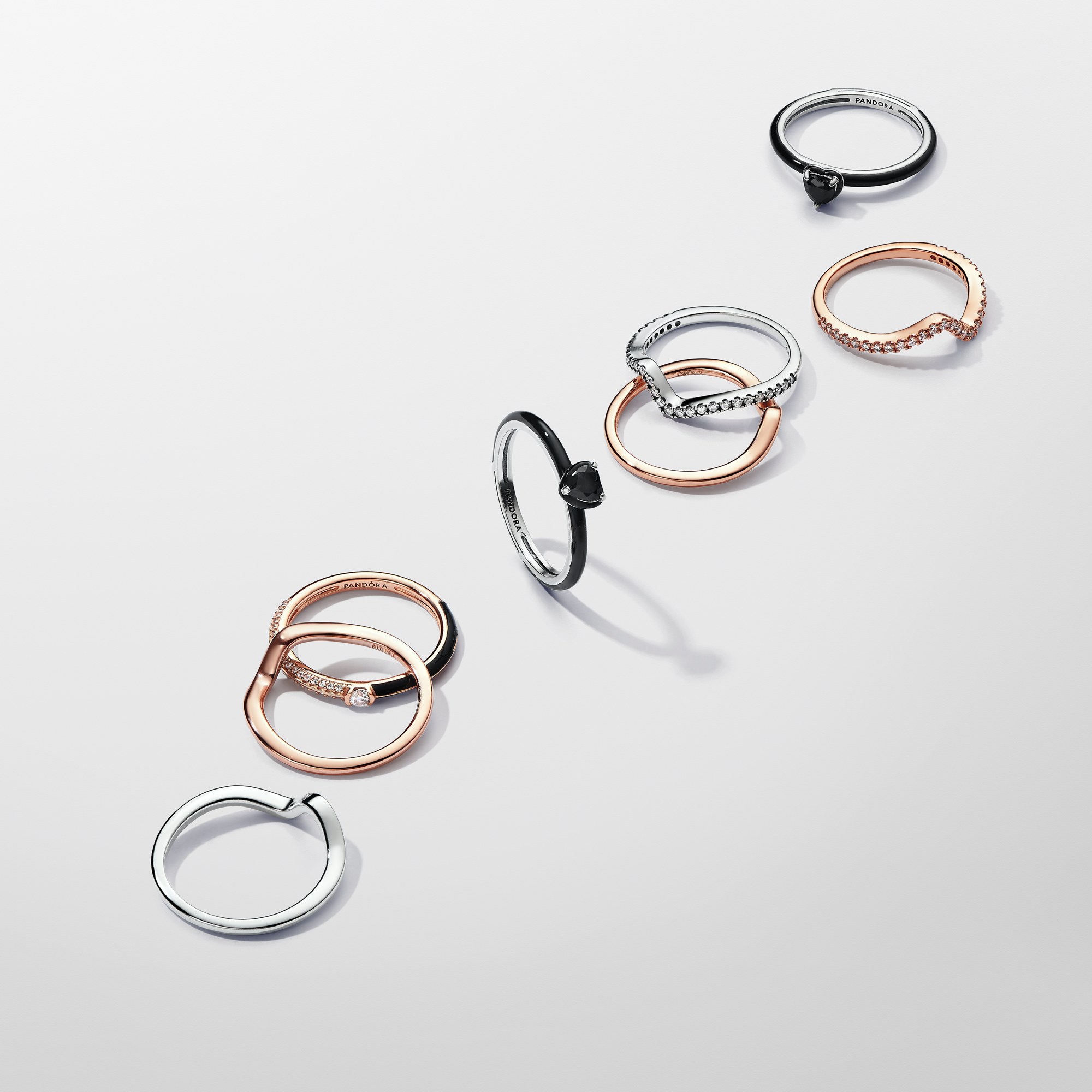Pandora poliert - Welle Ring - Roségold verg. – Ansicht 3