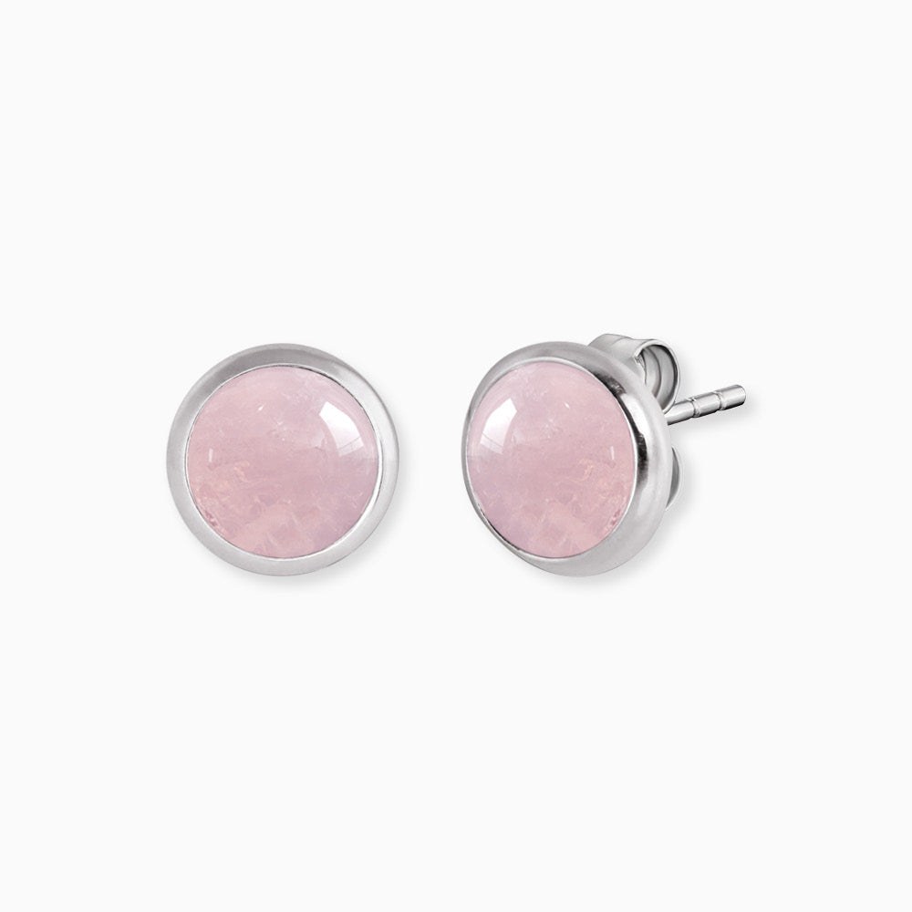 Engelsrufer POWERFUL Stone - Kraftstein - Ohrstecker Rosenquarz - Silber rhodiniert & Rosa 10 mm – Ansicht 2
