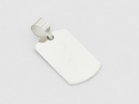 Rechteckige Gravurplatte aus Sterling Silber, hergestellt von Juwelier Harnisch, schlichtes Design, ideal für persönliche Gravuren oder als zeitloses Schmuckstück.