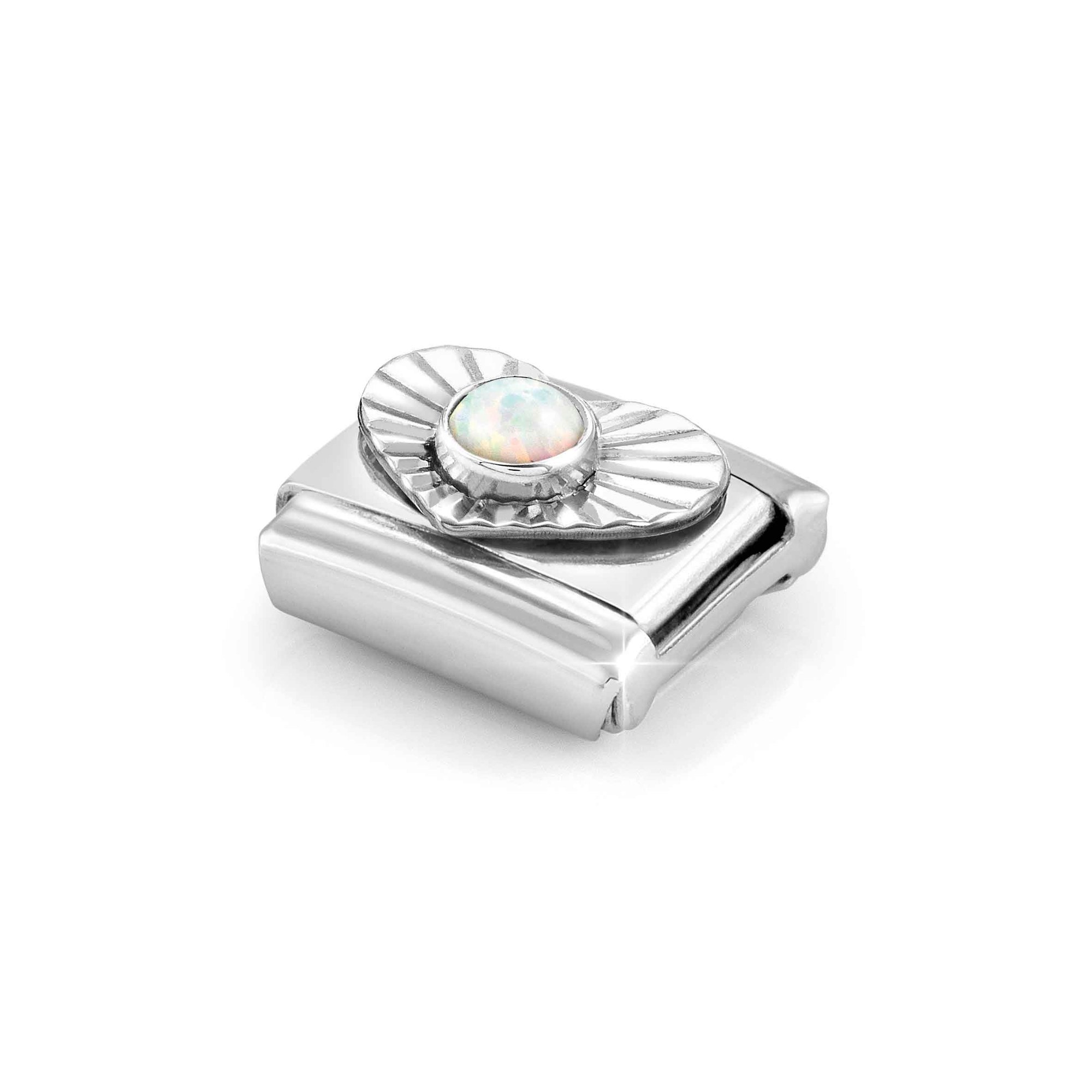 Nomination Composable Classic Charm Herz Opal weiß - Edelstahl, Sterling Silber diamantiert – Ansicht 4