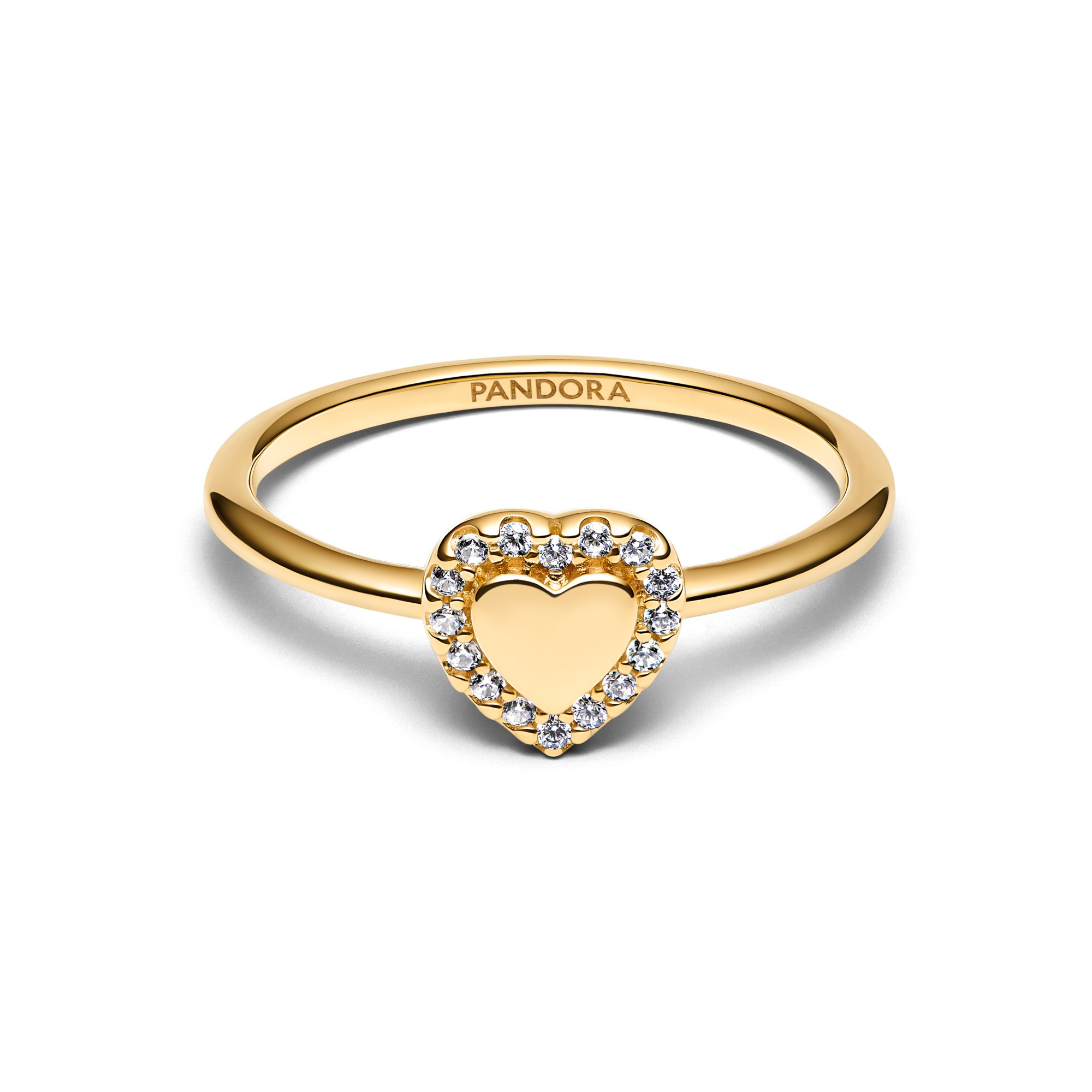 Pandora Ring - Herz Halo Ring - Gelbgold Vergoldung - Zirkonia – Ansicht 5