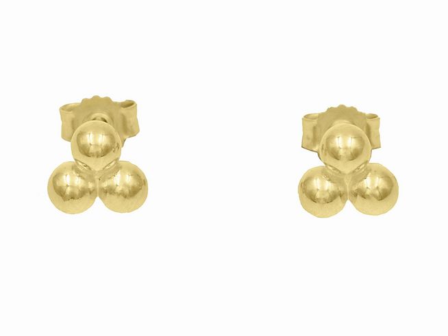 Ohrstecker aus Sterling Silber, vergoldet in poliertem Gelbgold, mit einer modernen Kugel-Form, ohne Stein, hergestellt von Juwelier Harnisch.