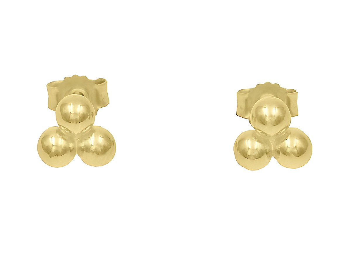 Ohrstecker aus Sterling Silber, vergoldet in poliertem Gelbgold, mit einer modernen Kugel-Form, ohne Stein, hergestellt von Juwelier Harnisch.