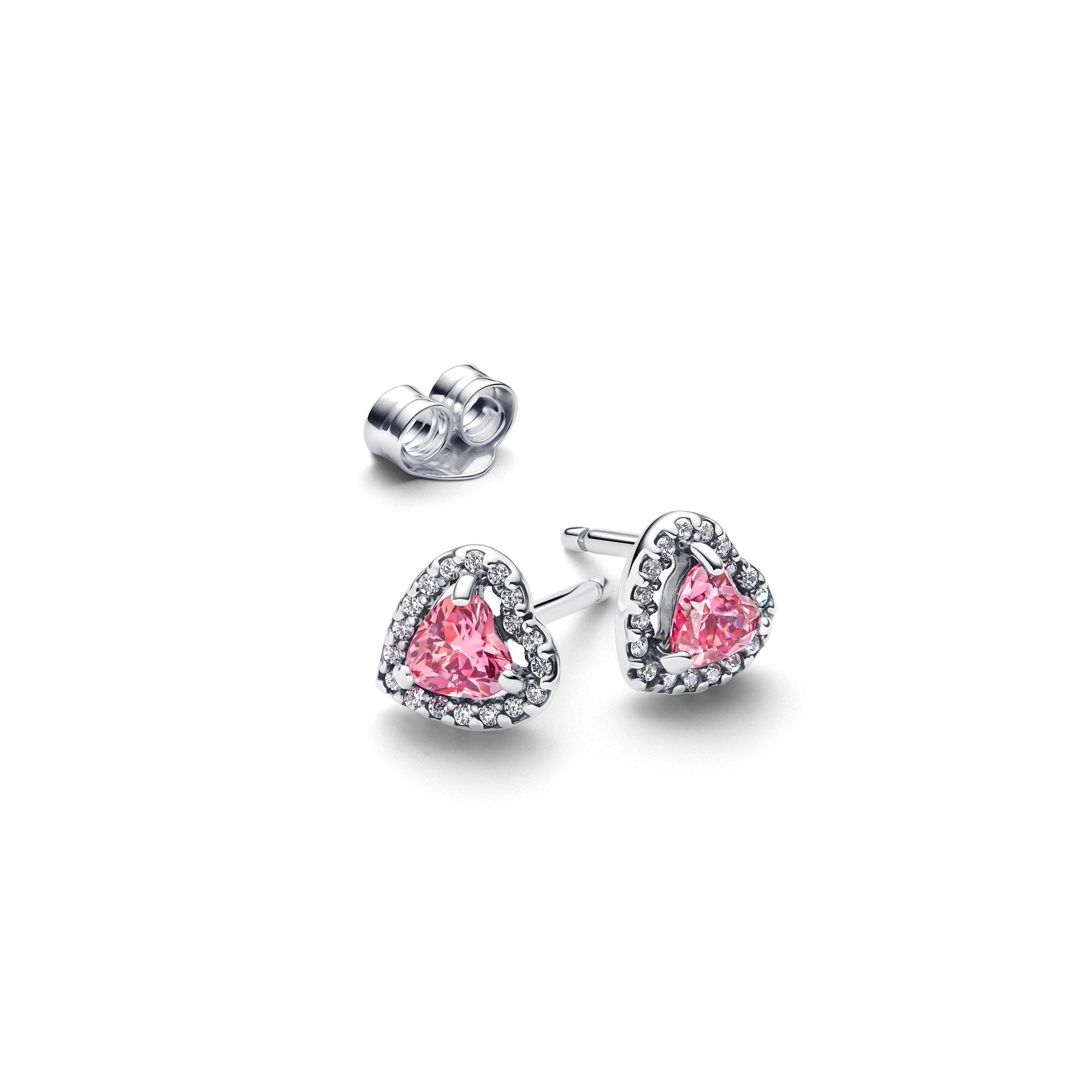 Pandora Ohrringe - rosa Herz-Ohrringe - Sterling Silber - Zirkonia Pink – Ansicht 2