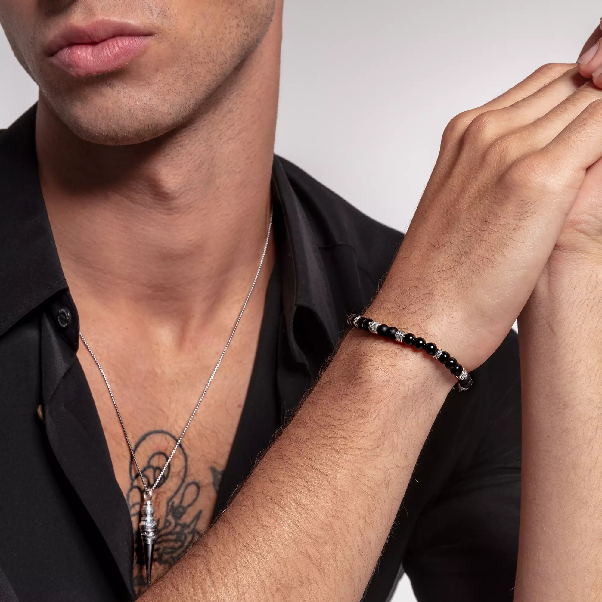 Thomas Sabo Armband 15,5 cm - Sterling Silber - Obsidian - schwarz – Ansicht 4