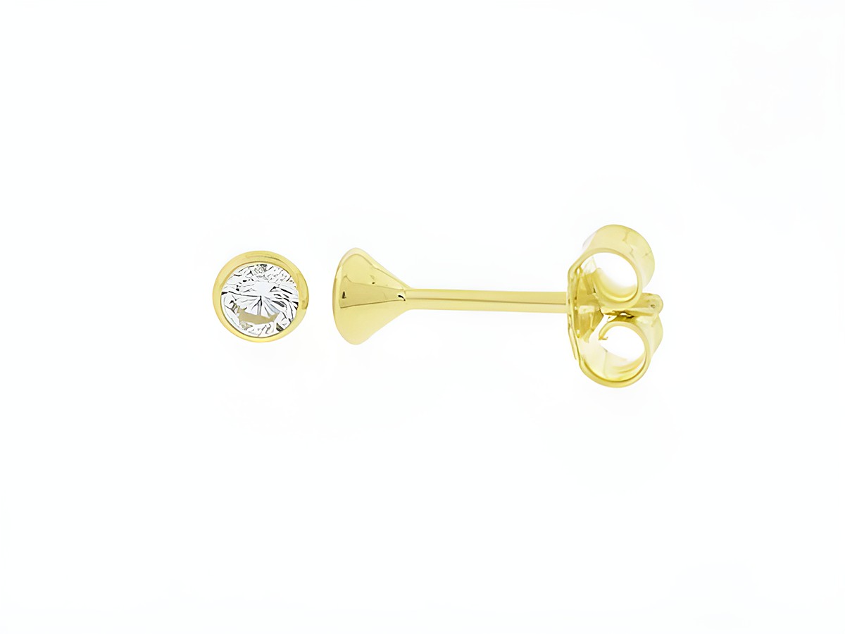 Silber vergoldete Ohrringe mit Kelchdesign und Zirkonia, Durchmesser 3,3 mm, von Juwelier Harnisch, elegant und zeitlos für jeden Anlass.