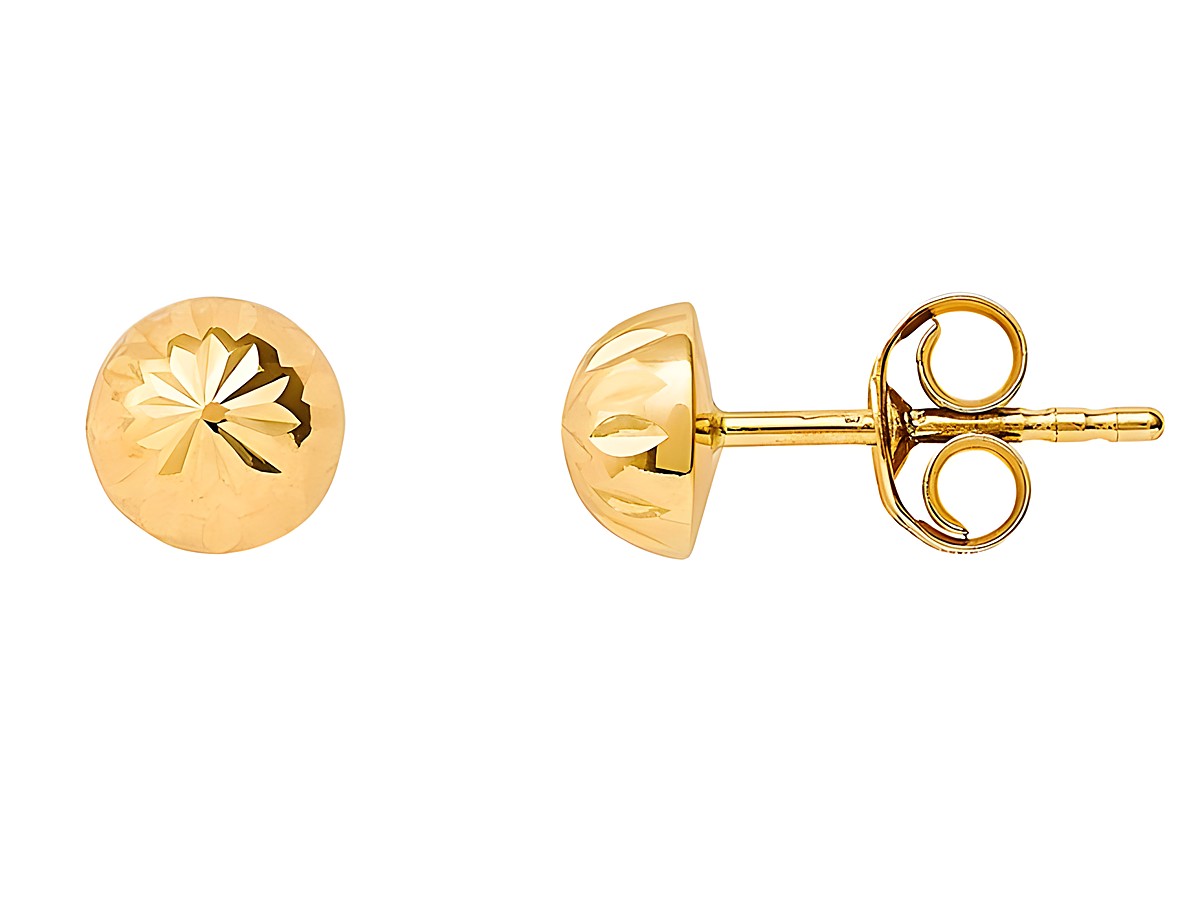 Gelbgold 585 Ohrstecker von Xenox, poliert, mit einem dekorativen, facettierten Design. Elegante und zeitlose Schmuckstücke für jeden Anlass. Echt Gold Ohrschmuck von Xenox.