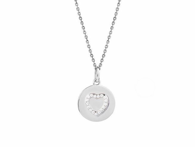 Xenox Sterling Silber Kette XS3481K mit Ankerkette und Herzanhänger, glänzend und elegant, ideal als Liebessymbol, Länge 40-45 cm, hochwertiges Schmuckstück für besondere Anlässe.