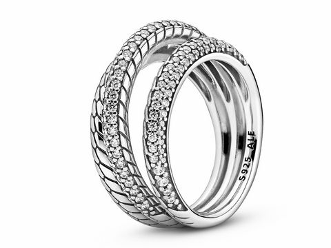 Ring von Pandora im Schlangenkettenmuster aus Silber, Modellnummer 199083C01-48, Größe 48, funkelnde Details und elegantes Design.