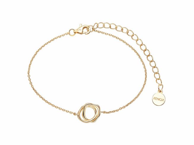 Xenox Sterling Silber Armband XS2213G in Gelbgold Vergoldung mit Kareekette, 15-20 cm verstellbar, elegantes Design und feine Details, ideal für jeden Anlass.