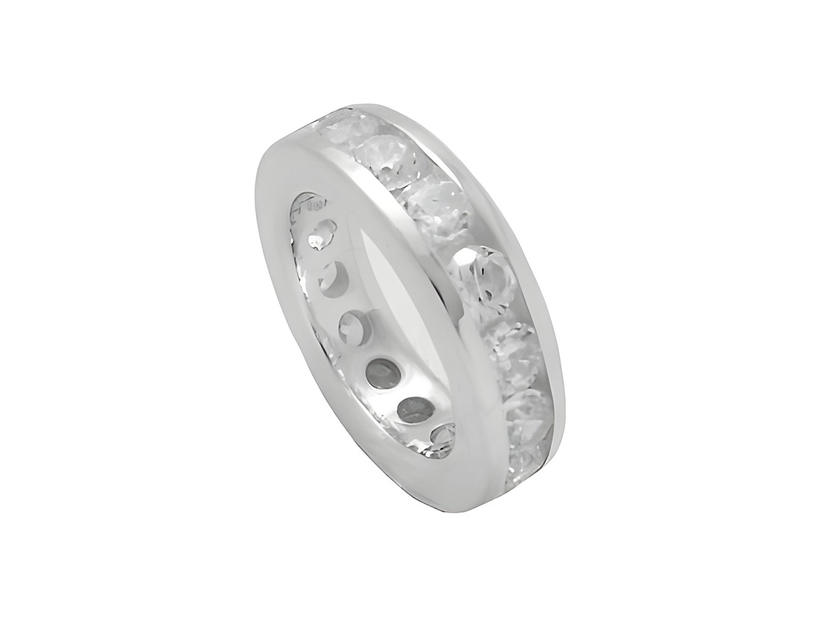 Sterling Silber Taufring mit Zirkonia rhodiniert von Memorie, Hersteller Juwelier Harnisch, wertvolles Schmuckstück mit funkelnden Zirkonia-Steinen für besondere Anlässe.